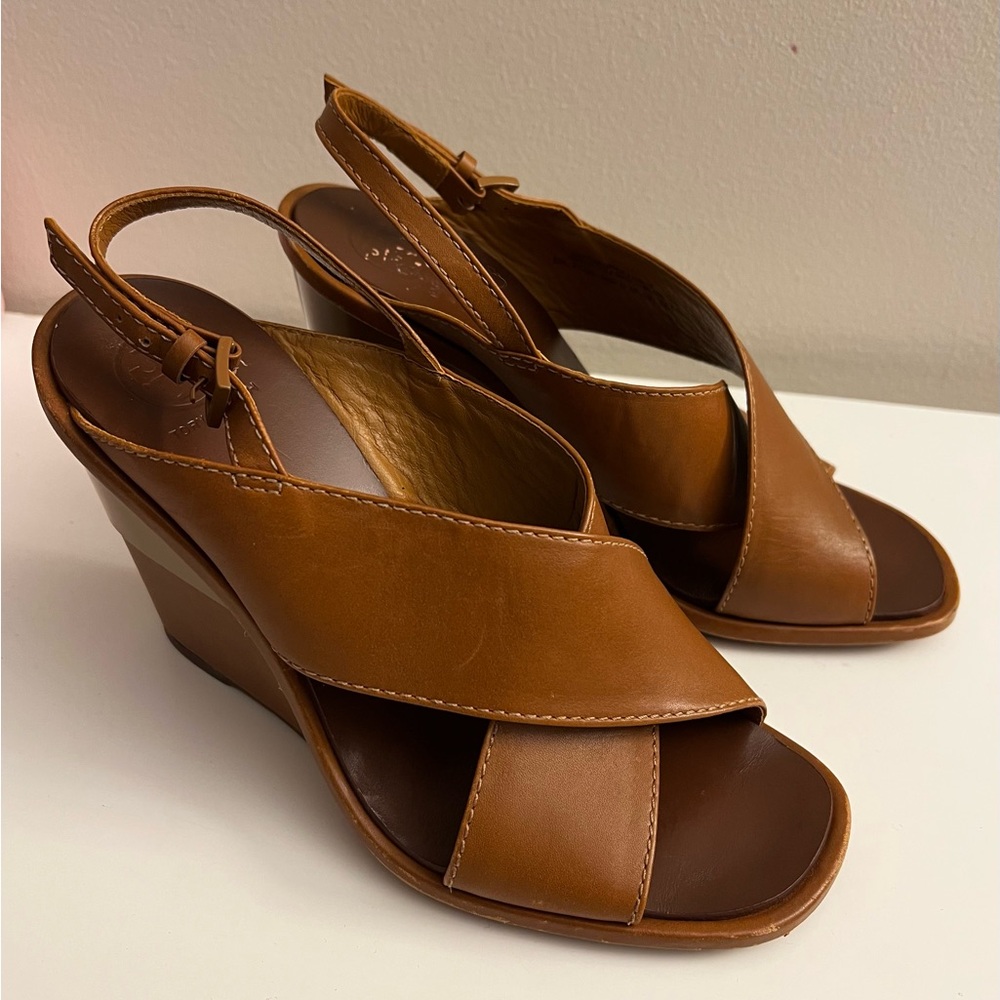 Tory Burch Brown Leather Wedges